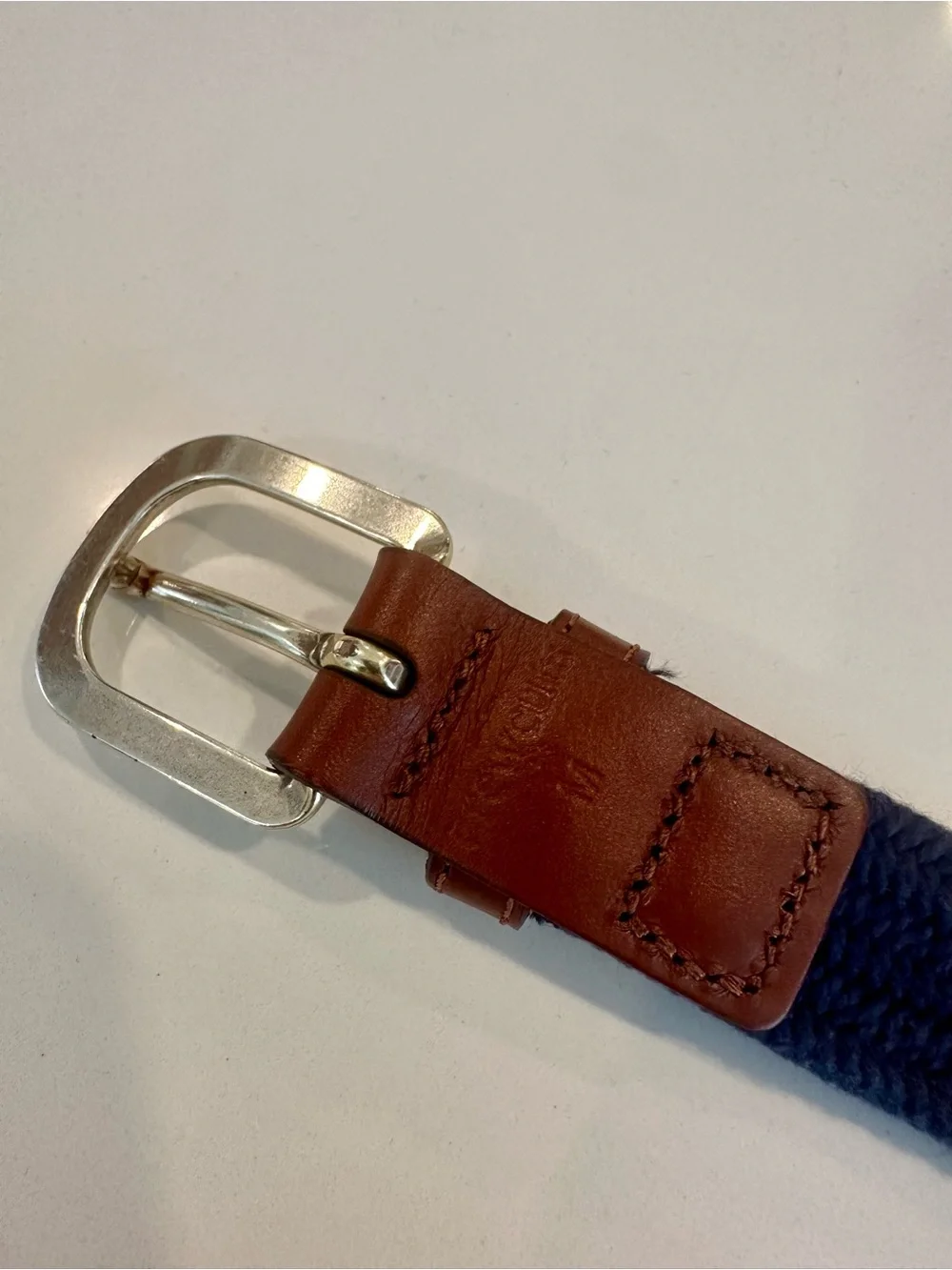 Crewcuts Boys Brown Leather & Navy Woven Belt